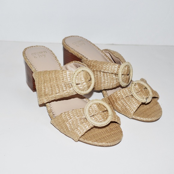 Crown & Ivy Boho Elyza Raffia Double Band Sandals - Picture 2 of 8